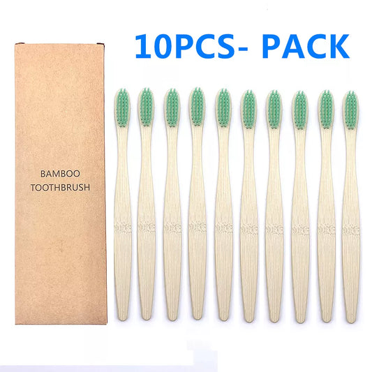 10 Pcs Natural mixed color bamboo toothbrush Eco Friendly Biodegradable wooden Tooth Brush Soft bristle oral care toothbrush